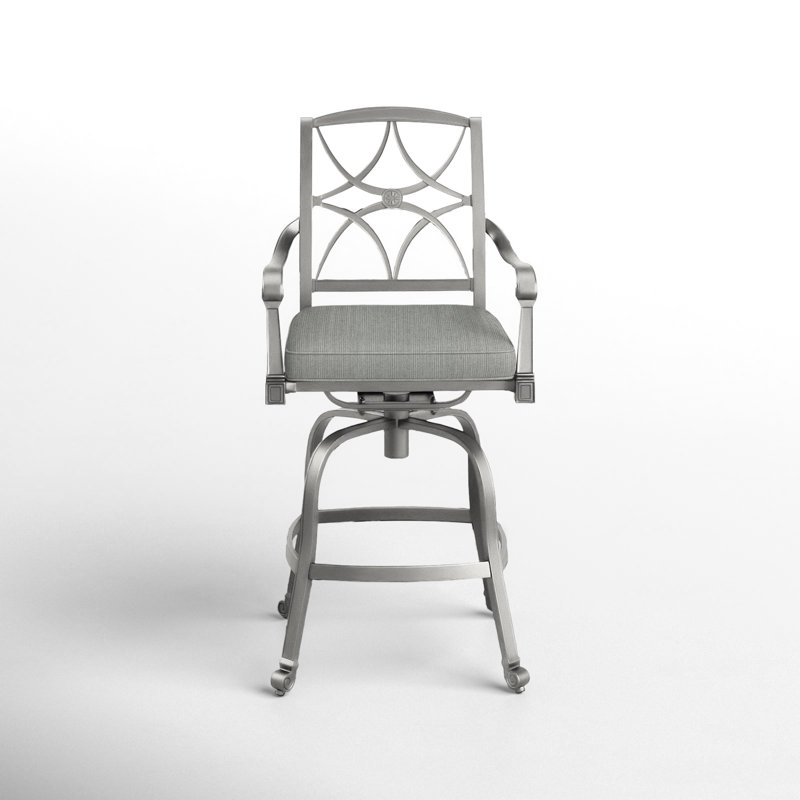 Wiltshire Outdoor Swivel Bar Stool, Canvas Spa Sunbrella® Canvas, Pewter, 30.25"