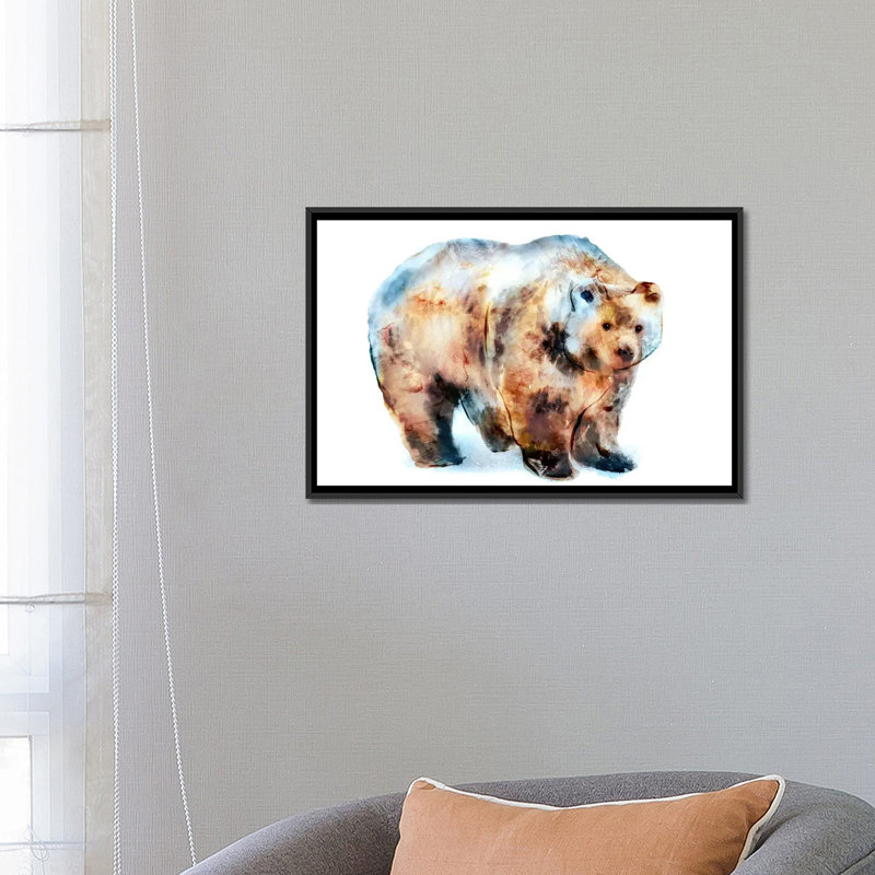 « bear ii », impression sur toile, H 18 po x l 26 po x P 1,5 po, Toile encadrée noire, Pas de tapis
