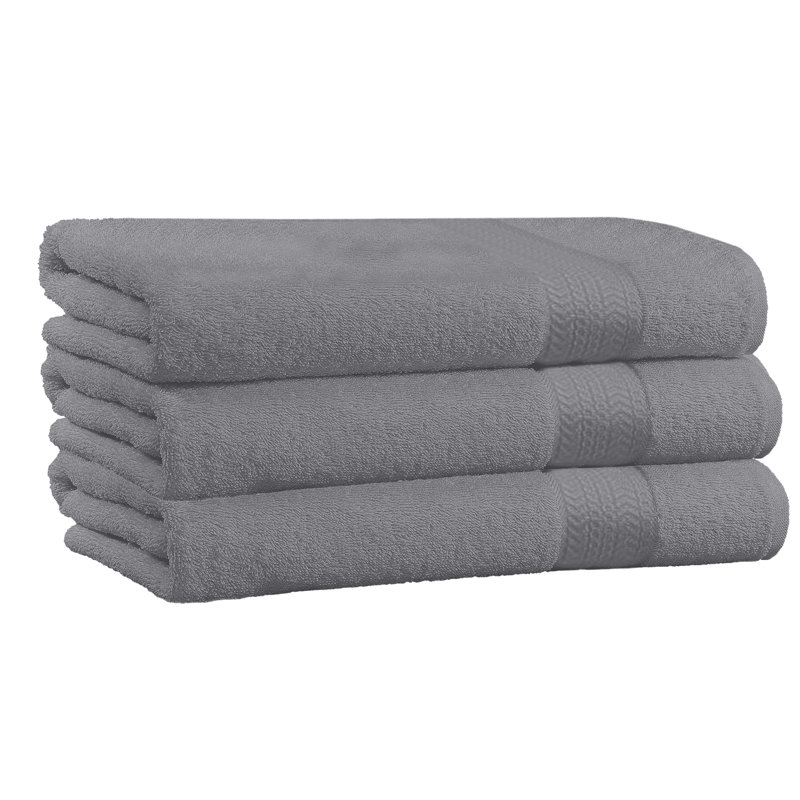  Ensemble de 3 serviettes de bain 100% coton, Gris