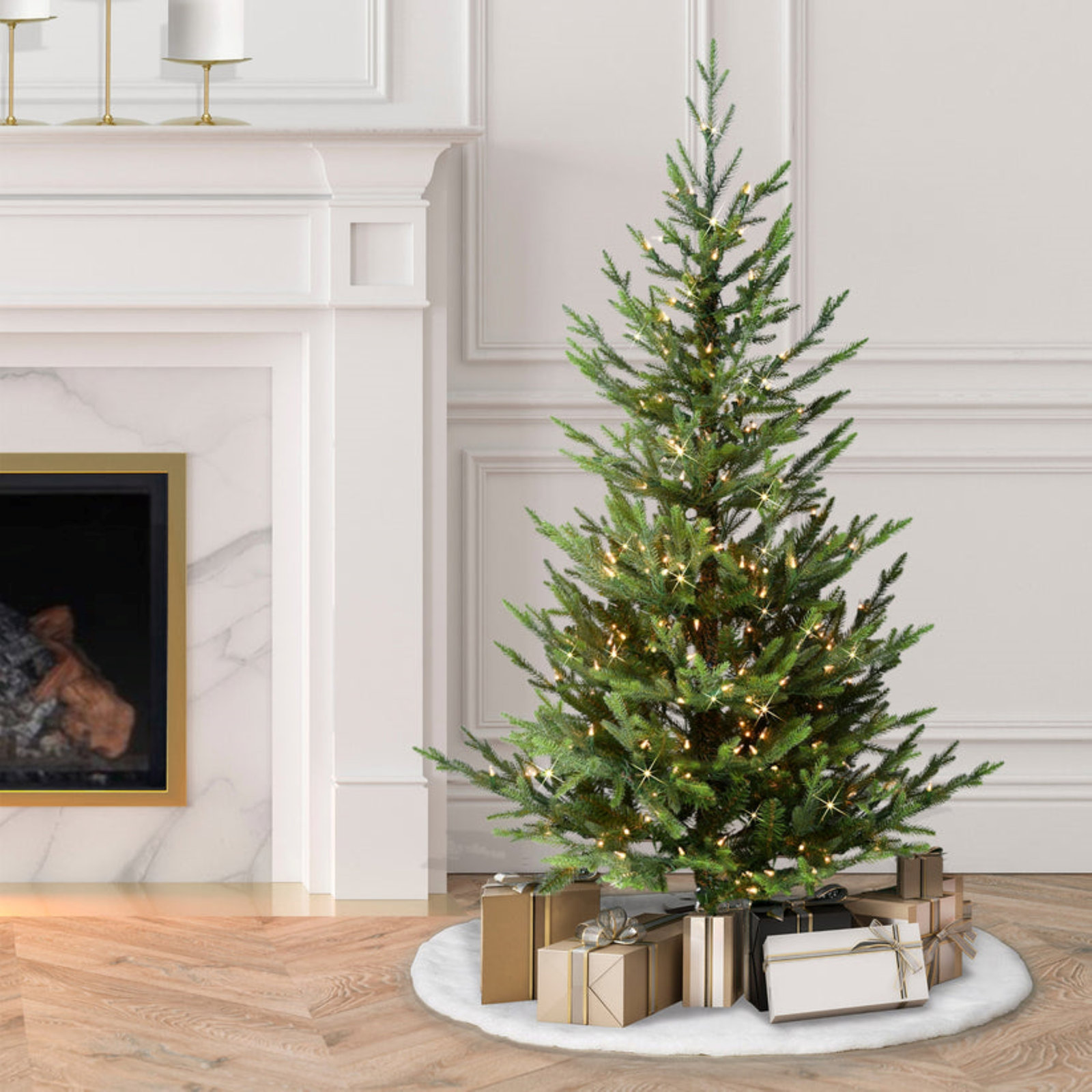 Lighted Artificial Fir Christmas Tree, 4.5' H