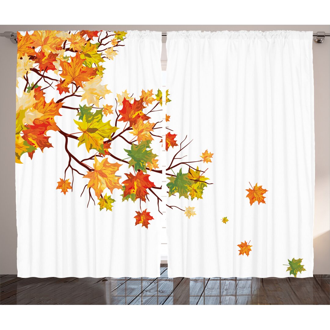 Rustikaler Vorhang, Herbst-Laub Maple Leaf, Fallen, Gelb Orange