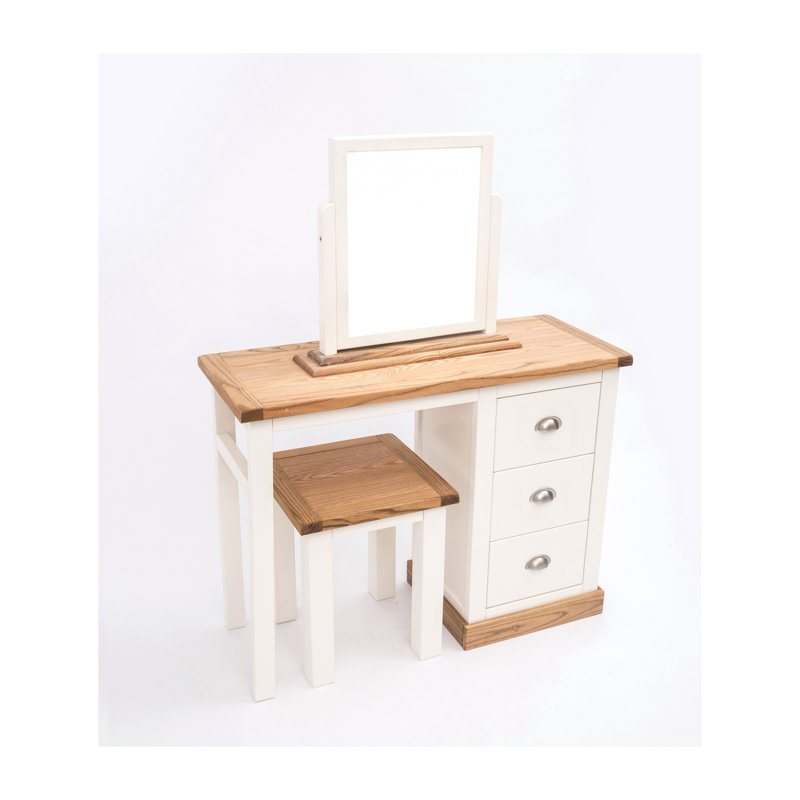 Asher Dressing Table with Mirror, Waxed Oak