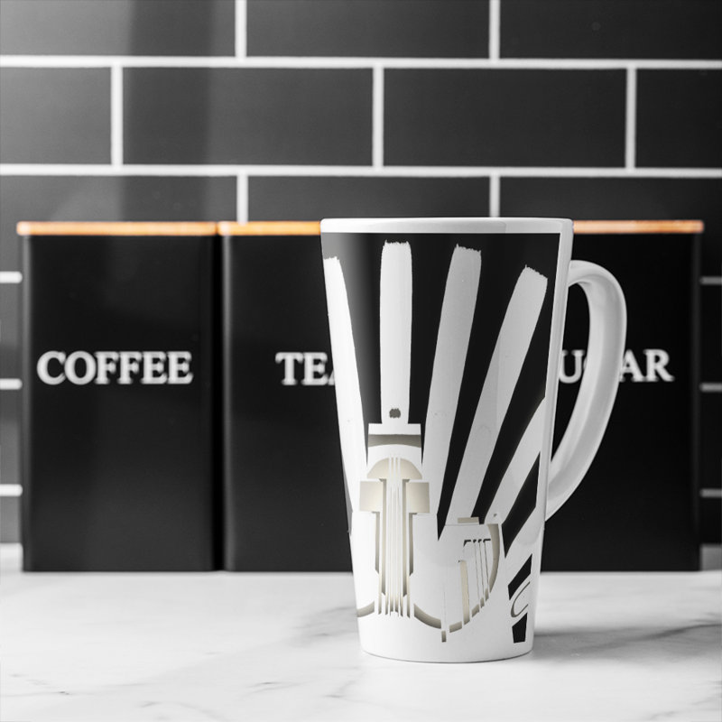 Art Deco Skyscraper In White Latte Mug