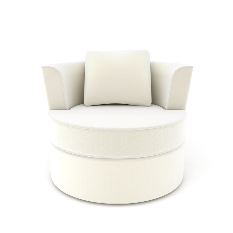 Samuela Velvet Swivel Barrel Chair, Beige Velvet