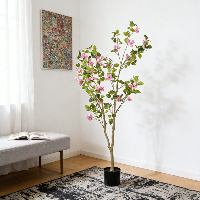 Bougainvillier artificiel 5 pi avec pot en plastique, 60 po x 28 po