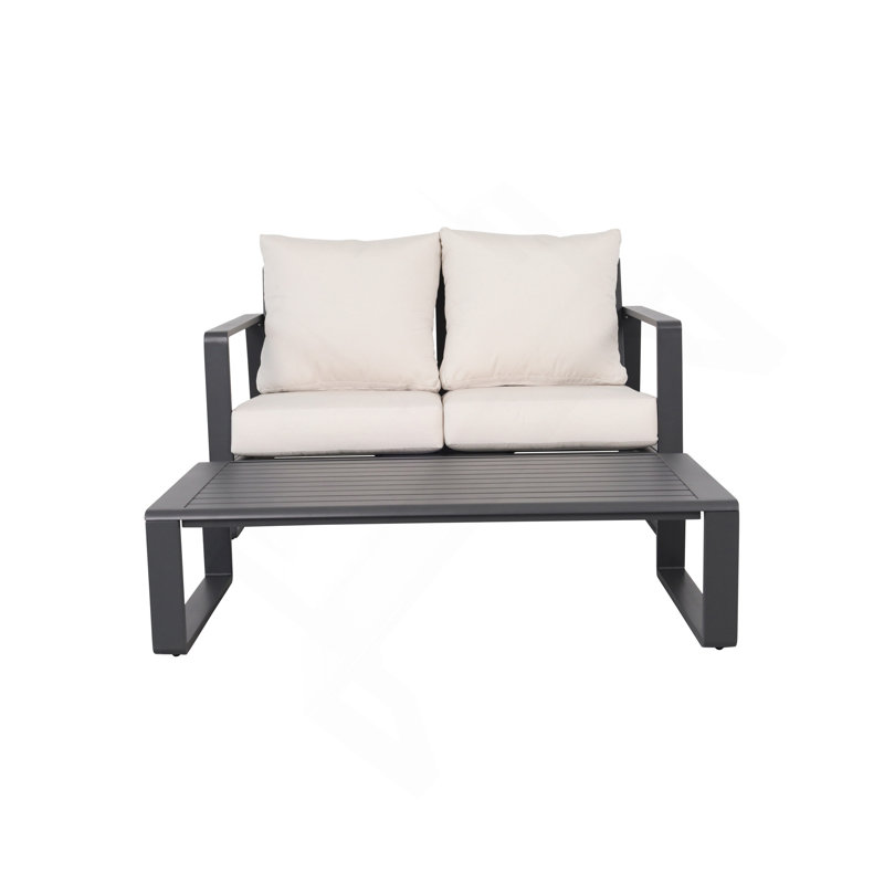 Ensemble de canapé double confortable et table basse rectangulaire pour des moments de détente, Beige
