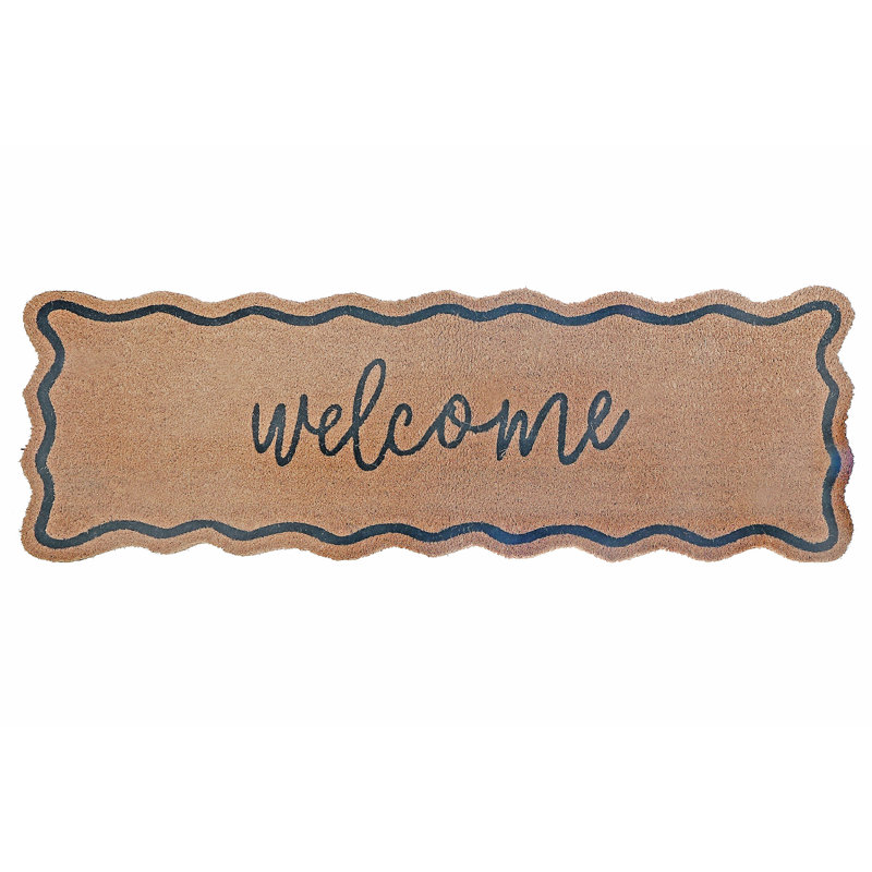Tapis de porte en fibre de coco festonné 16 po x 48 po Welcome