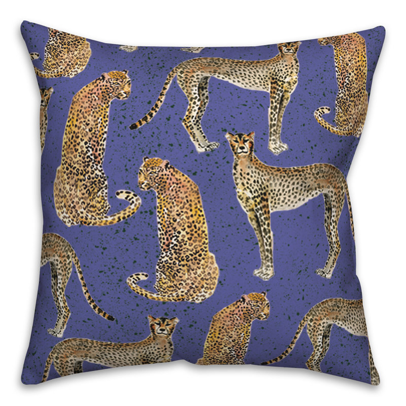 Coussin extérieur Cheetahs On, Bleu, H 18 po x l 18 po