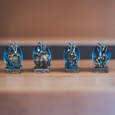 Ensemble de 4 figurines de dragon H 4,25 po