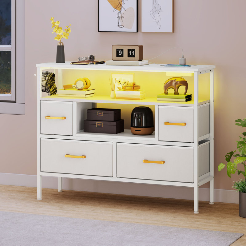 100cm W 4 - Drawer Chest of Drawers, White/Beige