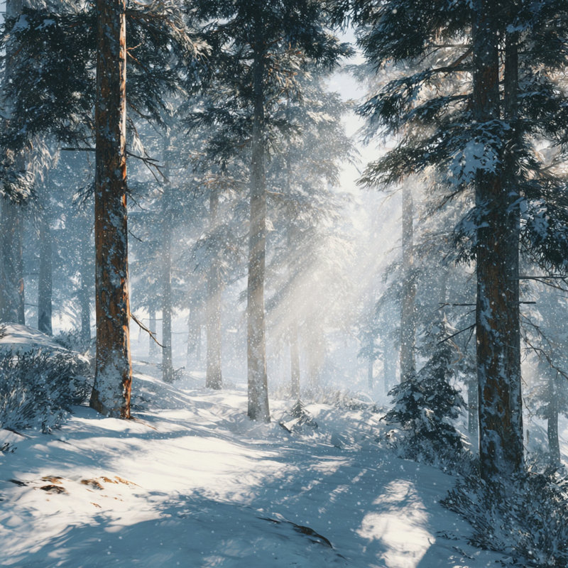 «Morning Snow parmi les bouleaux», art mural sur toile tendue, 30 po x 30 po