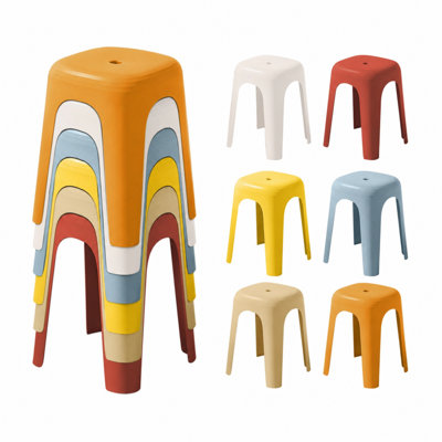 Paquet de 6 tabourets gigognes empilables en plastique 18,1 po