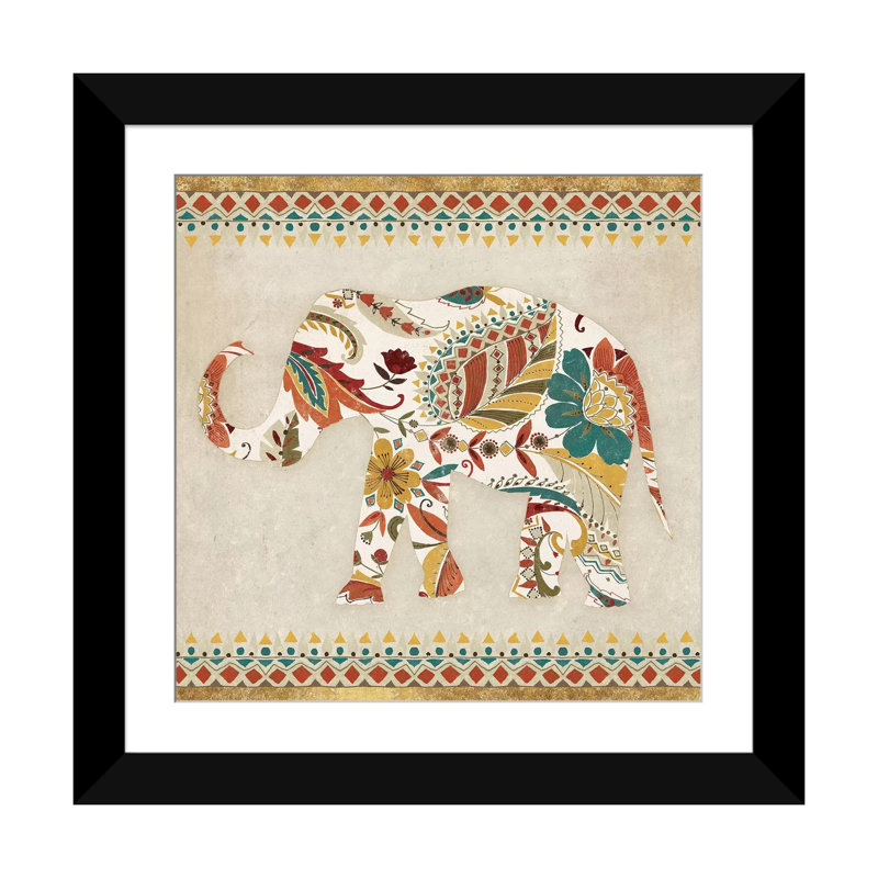 "Boho Elephant II", impression sur toile tendue, H 12 po x l 12 po x P 0,75 po, Toile tendue