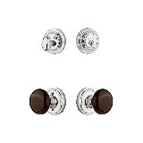 Nostalgic Warehouse Classic Rosette Entry Set with Brown Porcelain Knob