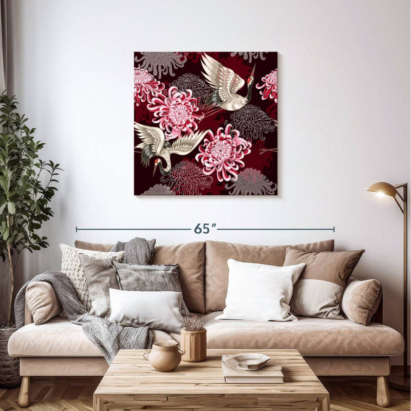 Grues chrysanthème rouge Brampt, H 36 po x l 36 po