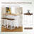 Farmhouse Kitchen Island Set With Drop Leaf, 2 Stools, Storage Cabinet, Drawers, Towel Rack, Rubberwood Top, White+Rustic Brown-1667751044