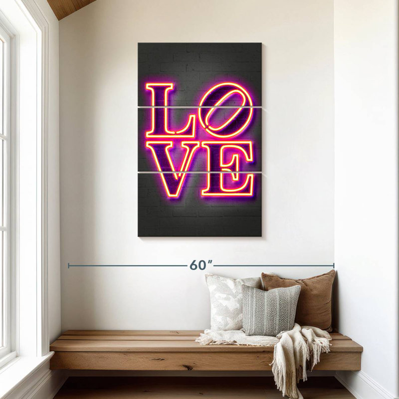 Kema Love In Neon Wall Sign, 45" H x 28" W