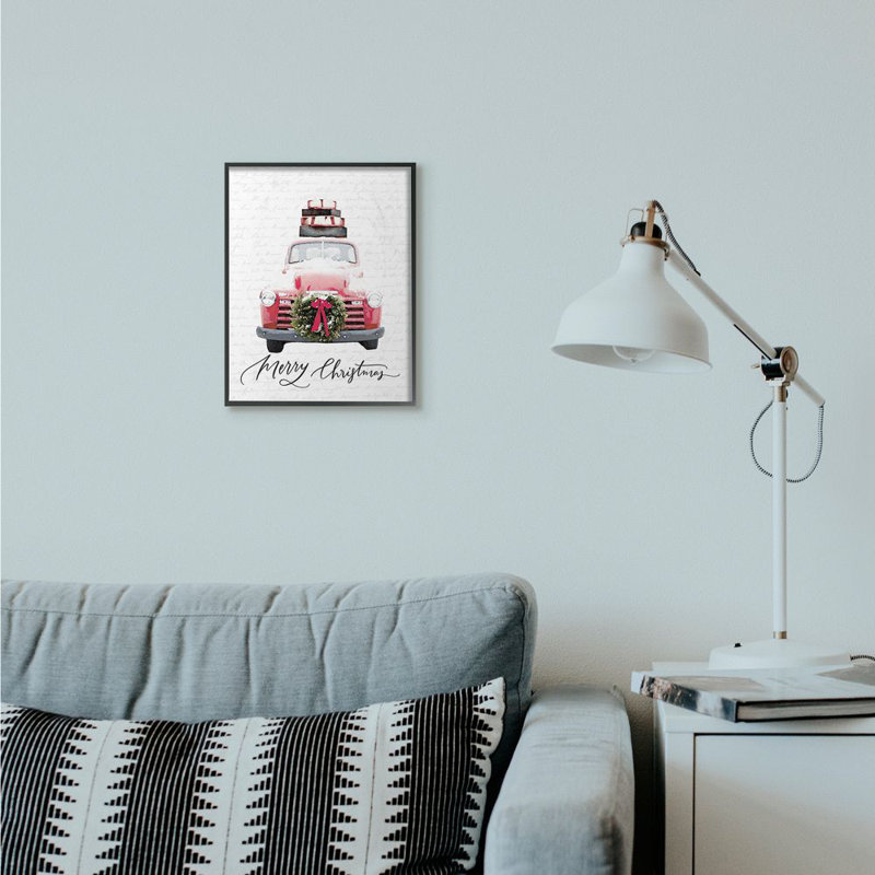 «Merry Christmas Red Truck», impression, H 20 po x l 16 po, Cadre noir