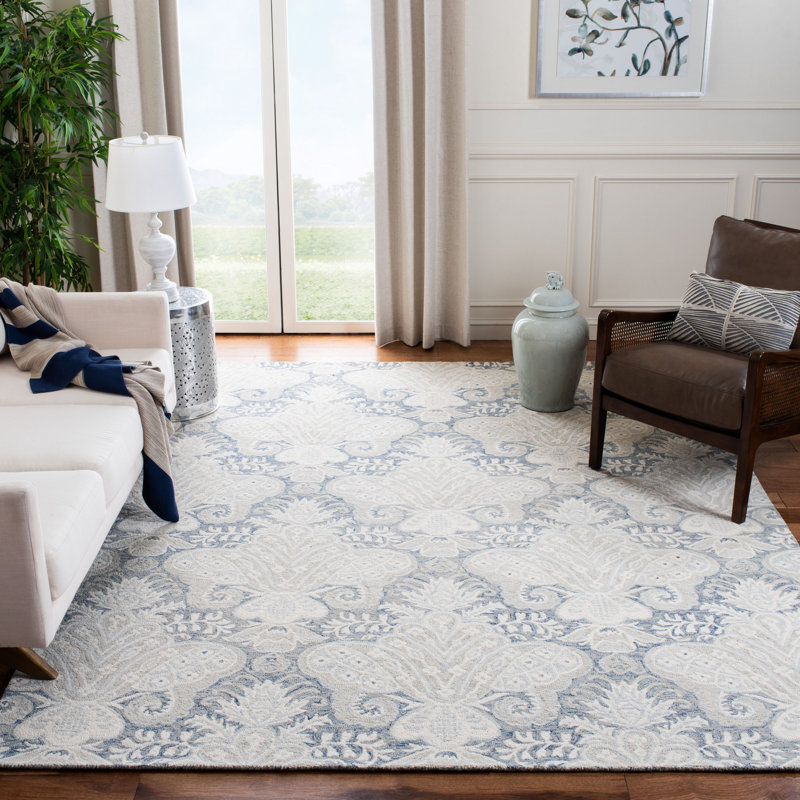Tapis ikat en laine et en coton touffeté à la main Hitz, Rectangle 4 pi x 6 pi