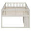 Lit mezzanine bas pour enfant (taille standard), cadre en bois avec étagère de rangement et armoire à portes en rotin, décoration ours mignon, design discret, meuble de chambre gain de place - blanc-298144679-298144678