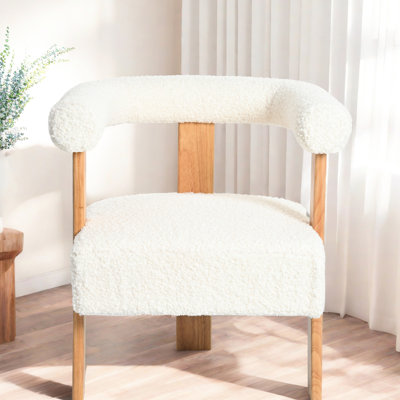 Fauteuil Mid-Century moderne blanc, fauteuil confortable en velours avec accoudoirs, convient à plusieurs pièces