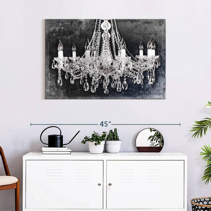 Lustre en cristal grunge sur toile, H 24 po x l 36 po x P 1,25 po