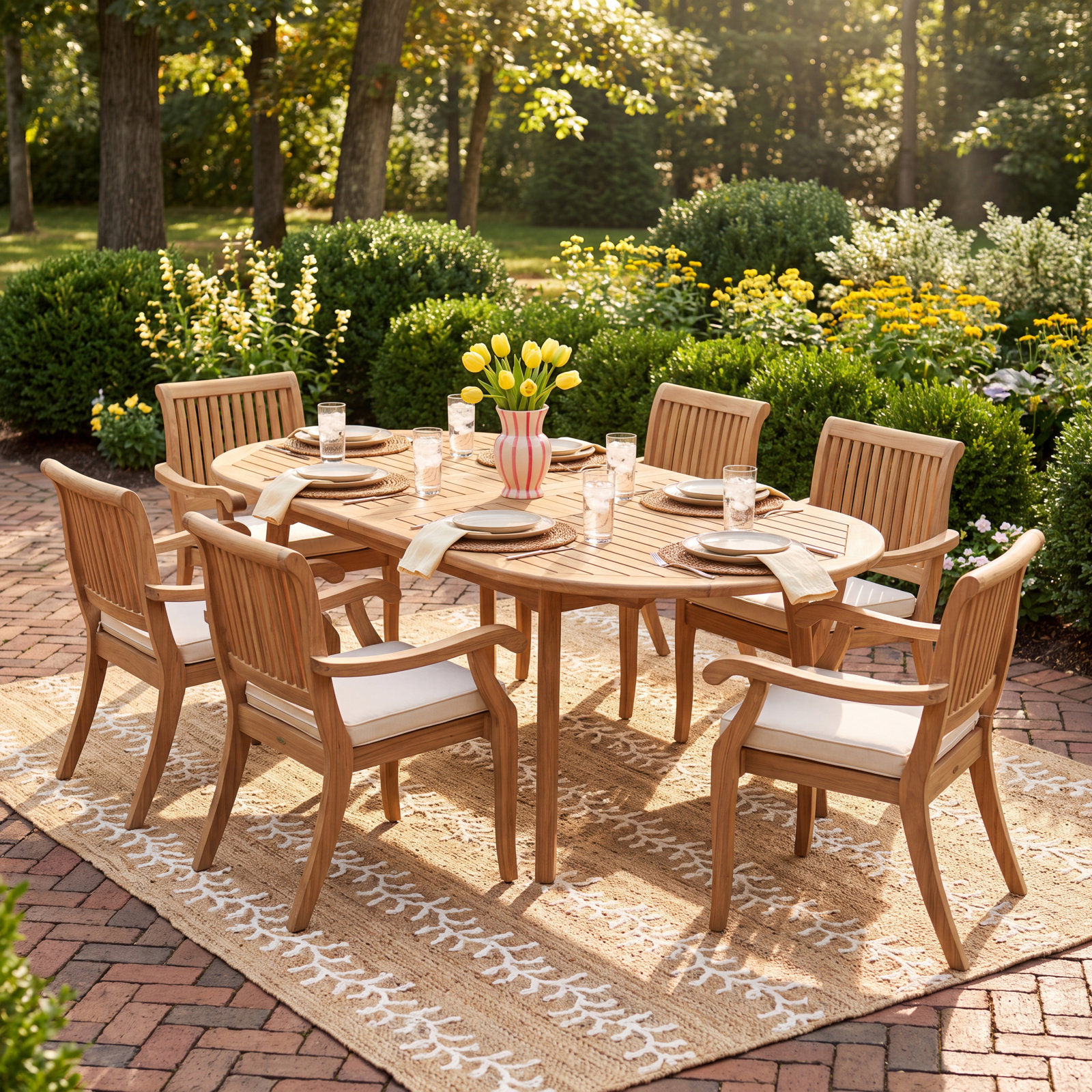 Masten 94" Teak Patio Dining Set