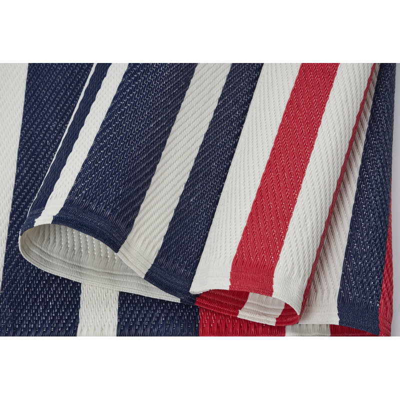 Tapis rayé rouge intérieur / extérieur Keedon, Rectangle 4pi x 6 pi