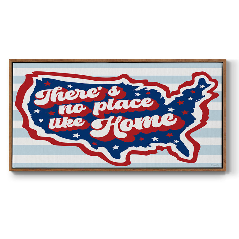 Retro USA - Toile tendue avec châssis encadré - Prêt à accrocher, H 25 po x l 49 po, Noyer