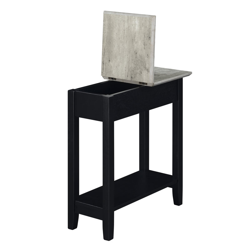 Carbin 24" Tall Flip Top End Table, Faux Birch/Black