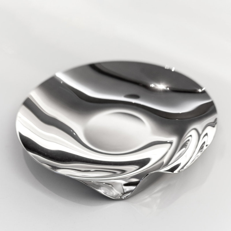 Serenity Platter, Large, Gold, Silver Polished Stainless Steel