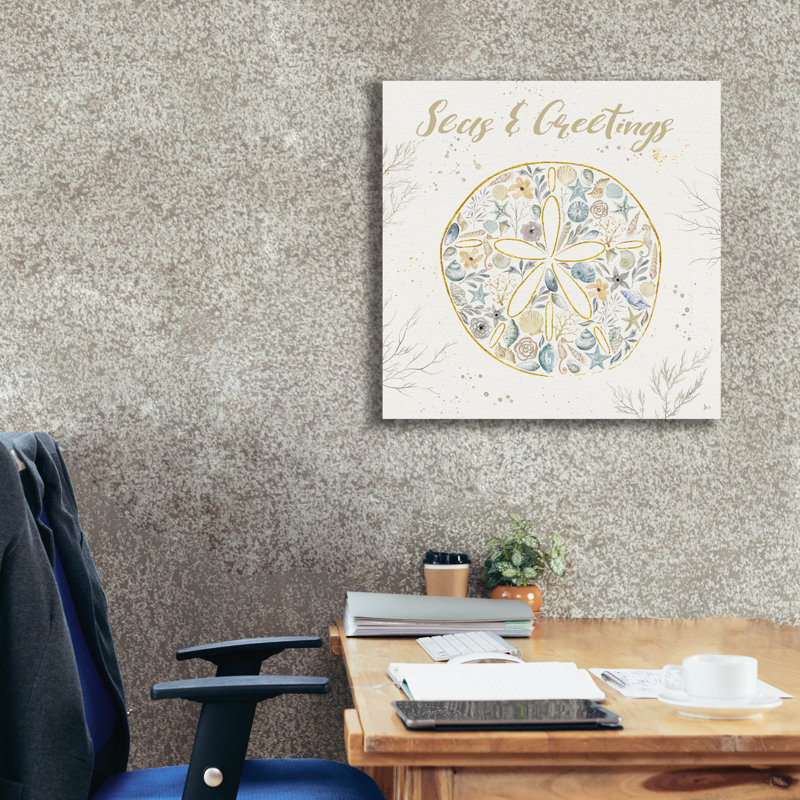 «Seaside Blossoms IV Blue Greetings» par Jess Aiken, art mural sur toile, 18 po x 18 po, H 26 po x l 26 po x P 1,5 po