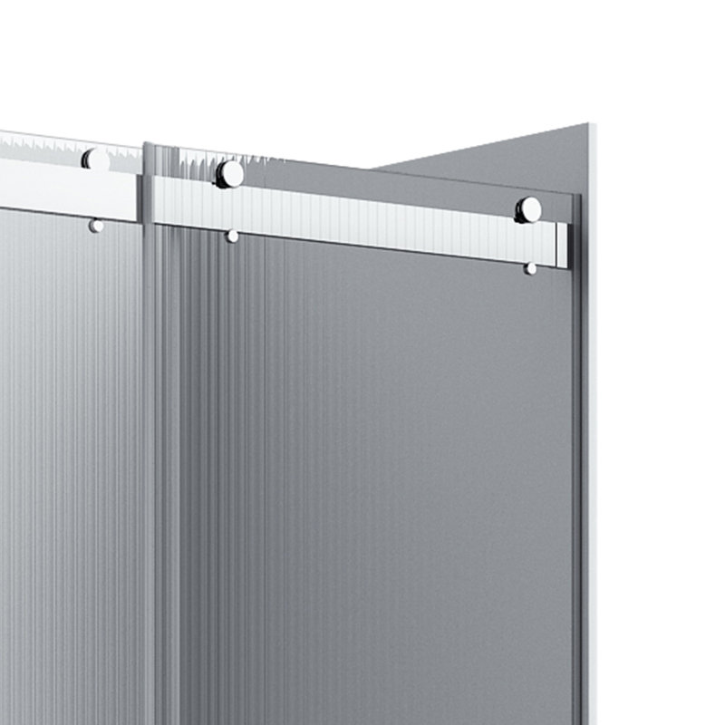 Molly 48" W X 36" D X 76" H Frameless Shower Door Rectangular Shower Kit With Fluted Glass Finish, Right, Chrome