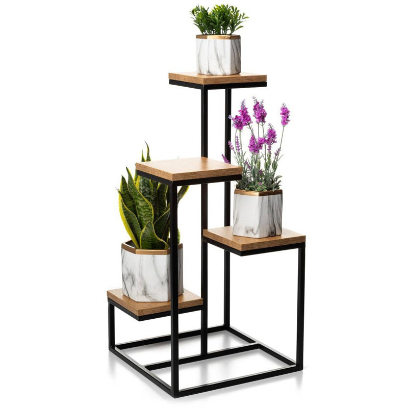 Hirvin Plant Stand, Black/Brown