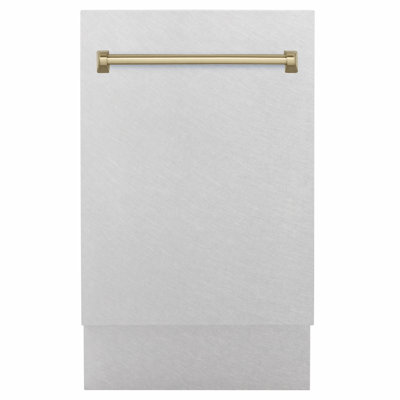 ZLINE Autograph 18 in. Tallac Dishwasher Auto Door Open, 51dBa, Satin Steel Panel, Bronze Handle