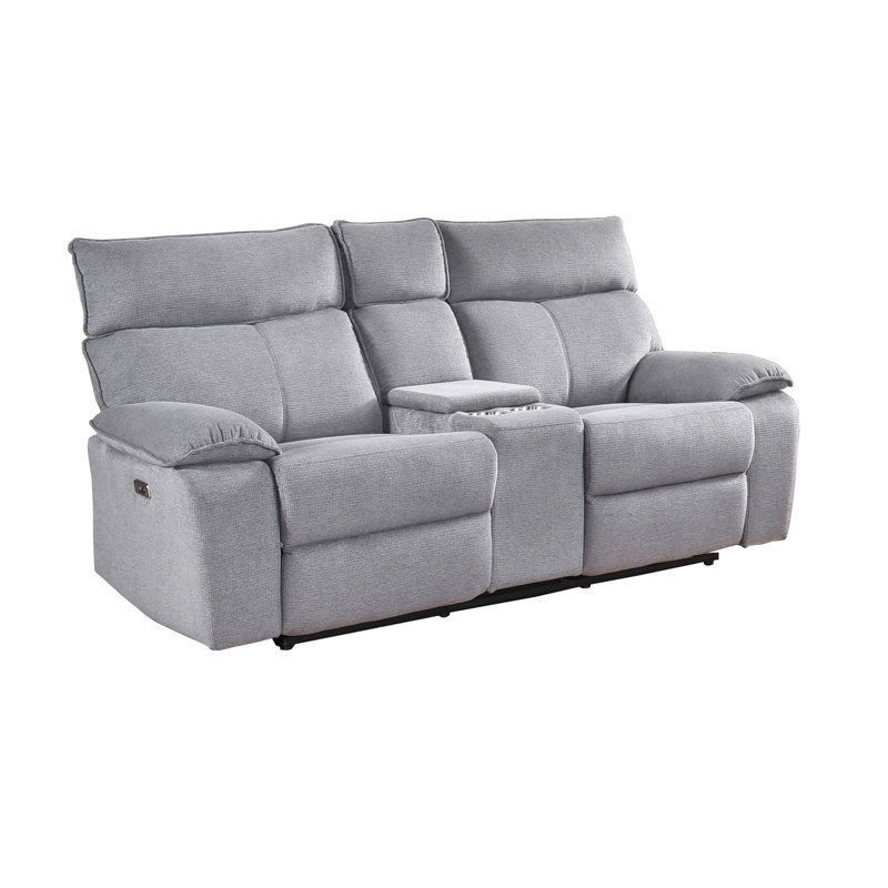 Causeuse inclinable électrique avec console, gris, Power Recline