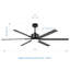 Keyante 72'' Ceiling Fan with LED Lights and Remote-606597071