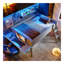 Lit mezzanine double en bois avec bureau et DEL, gris