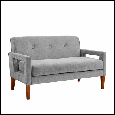 Modern Living Room Chenille Upholstery Loveseat With Pocket Coils And Solid Wood Legs For Comfort And Style