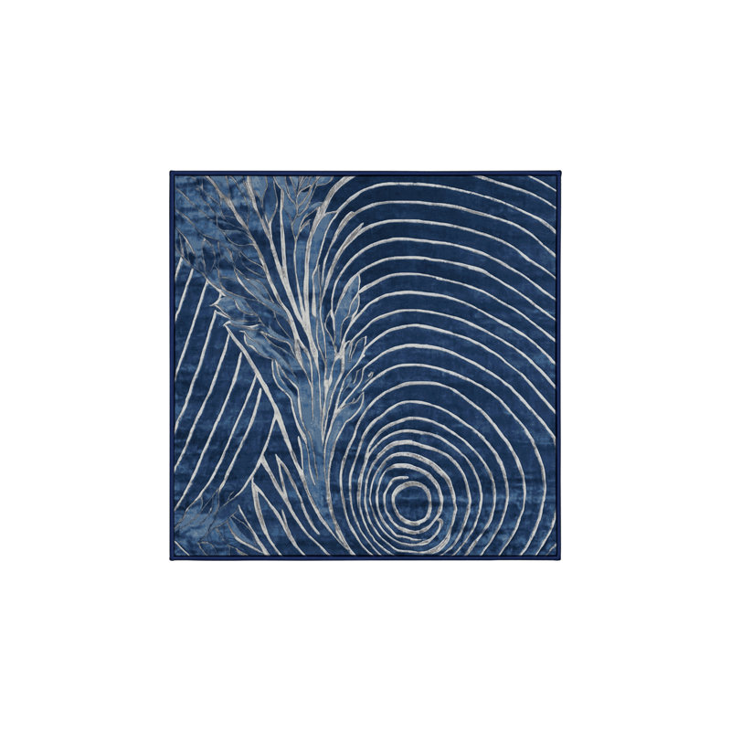 Machine Washable Blue Area Rug, Square 5'