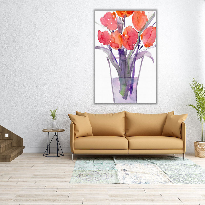 «My Red Tulips II», reproduction d'art sur toile, H 60 po x l 40 po