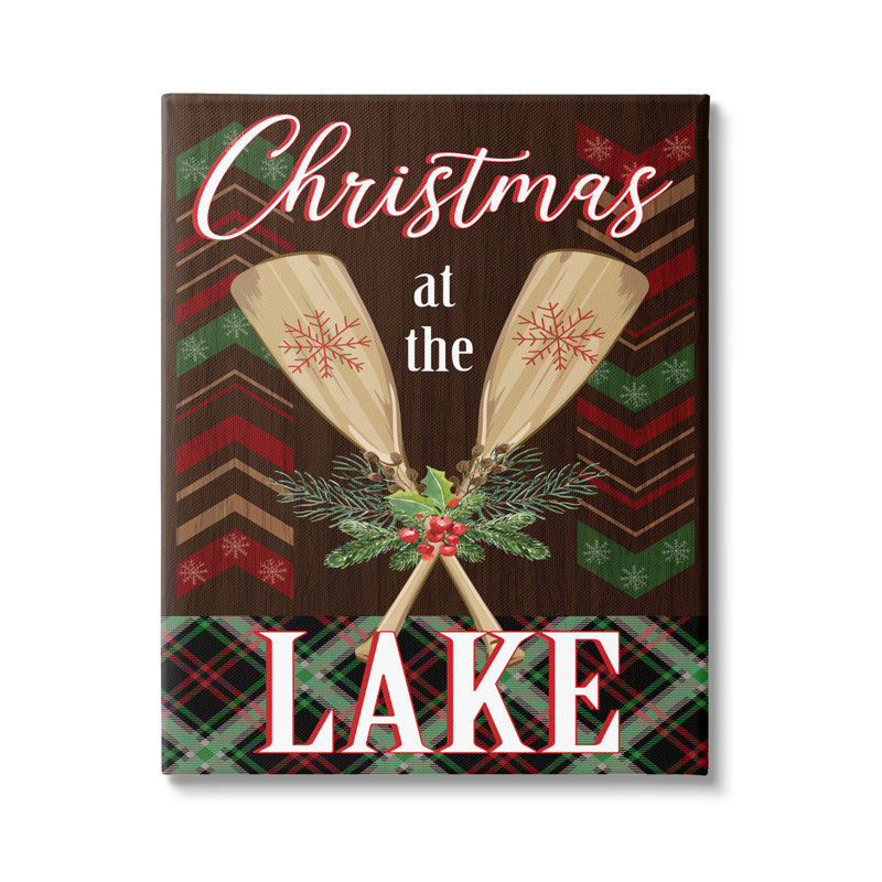 Aw-090-Canvas Christmas At Lake Seasonal Oars On Canvas par ND Art, impression, H 48 po x l 36 po x P 1,5 po