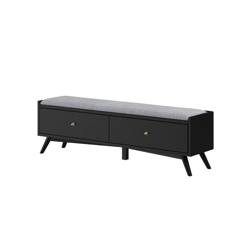 Banc de rangement en bois massif Walkertown