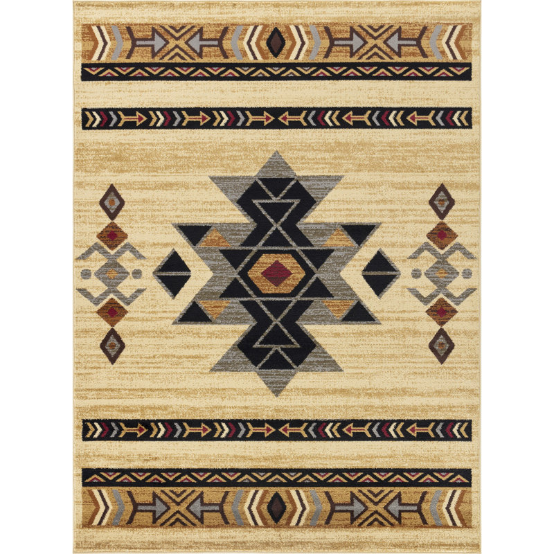 Tribes GC_YLS4006 Cream Southwest Area Rug, Runner 2'7" x 7'3"