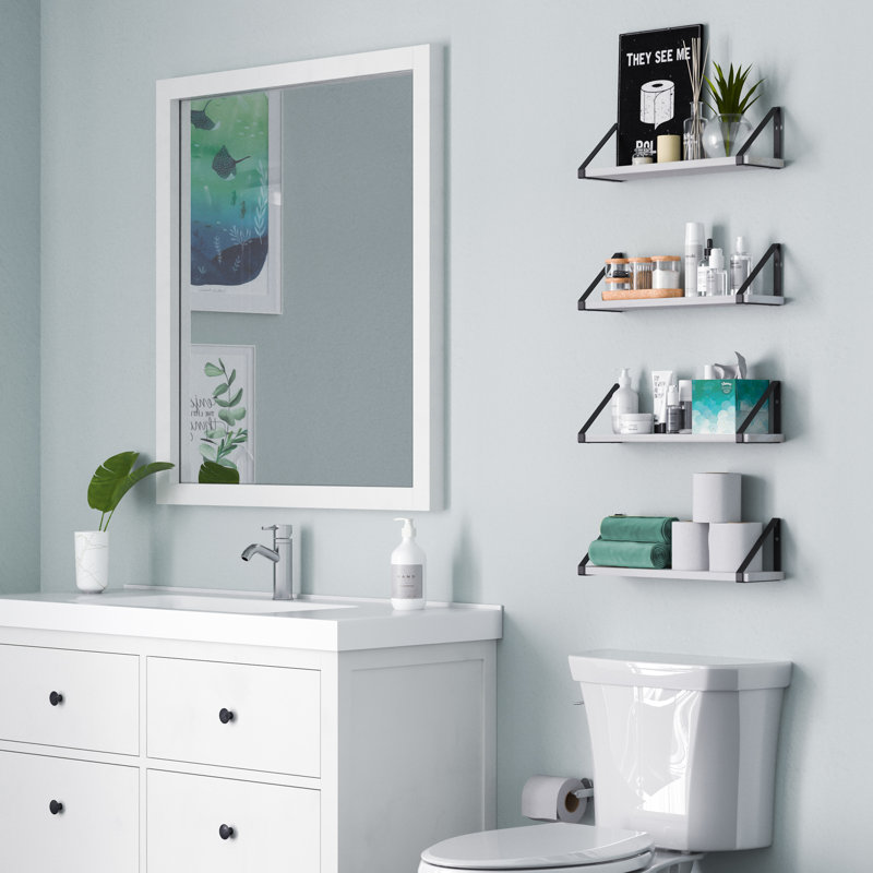 Floating Bookshelves for Wall Decor, Wooden Shelves for Living Room & Kitchen Decor, Special Finish Options, White
