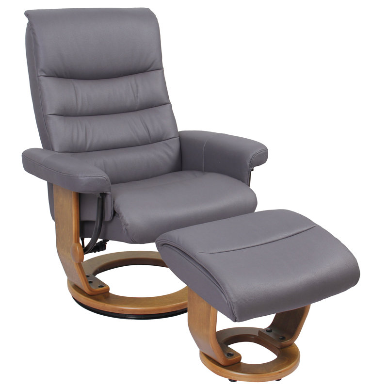 Aaleyah Faux Leather Swivel Recliner with Ottoman - 360° Swivel, 143° Recline
