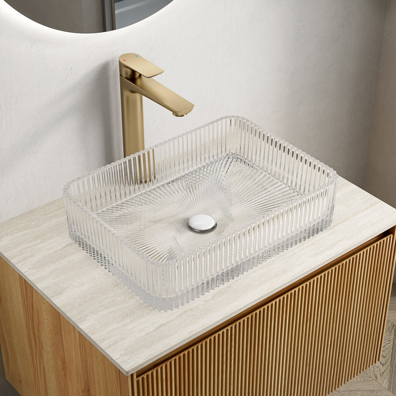 17.91 Glass Material Single Double Bathroom Vanity Top Sink, Transparent
