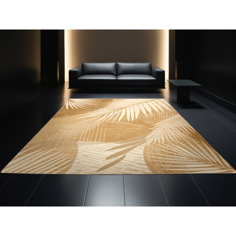 Tapis beige lavable à la machine Pelico, 8 x 10