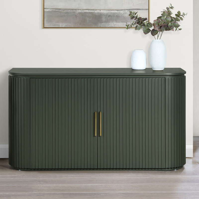 Barry 60'' Wide Oak Wood Sideboard, Storage Server, Green