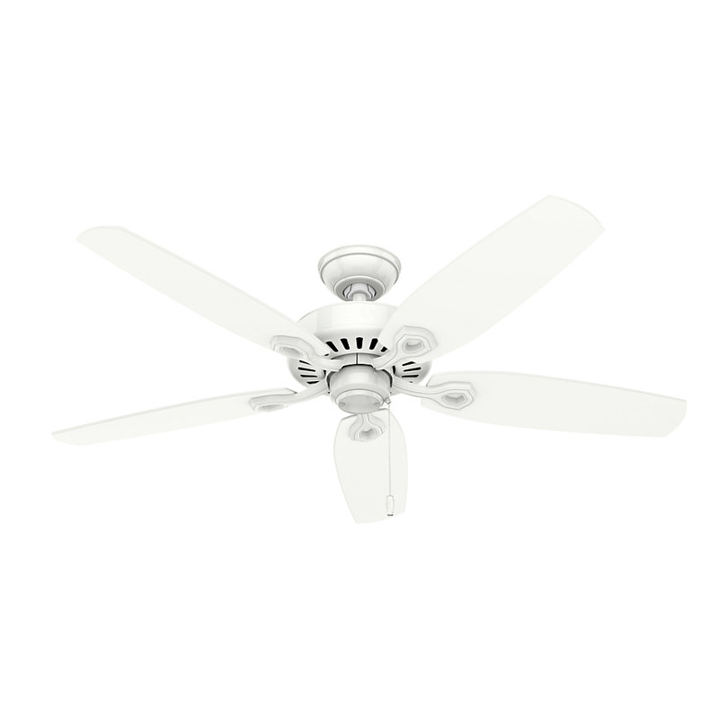 Builder Plus 52"  5 - Blade Standard Ceiling Fan with Pull Chain and Light Kit Included, Snow White